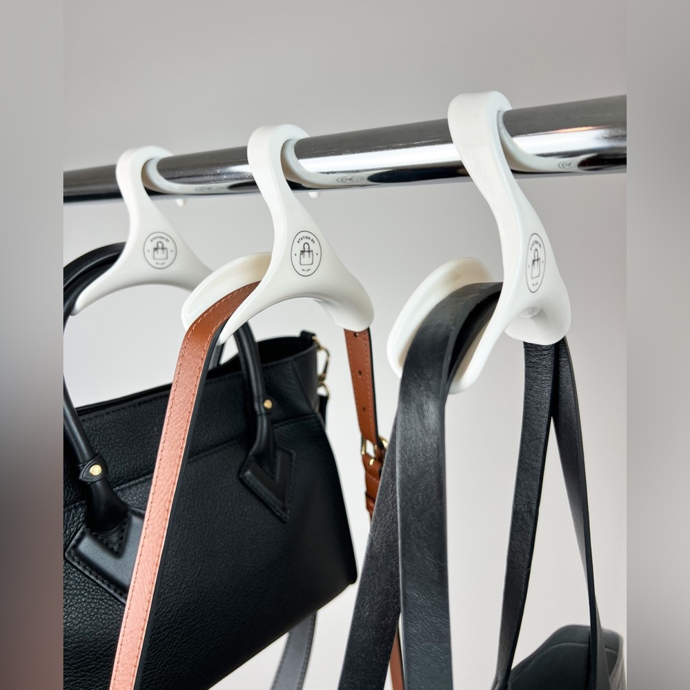 3pk Handbag Hanger Sturdy Acrylic Closet Organizer Purse Storage Hook in White - Picture 2 of 10